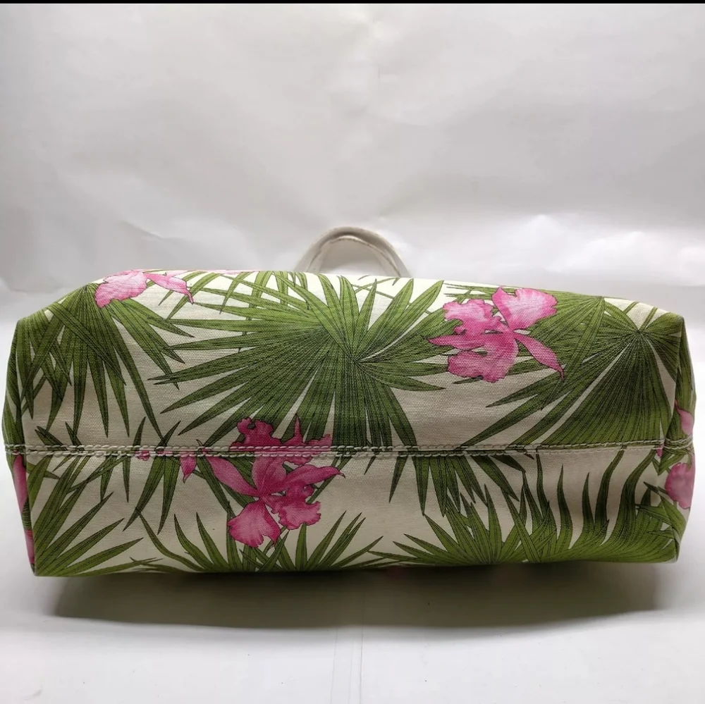 🌺Sale Celine Cabas rare Hibiscus Beach tote in canvas w orchid palm 🌴 leaves